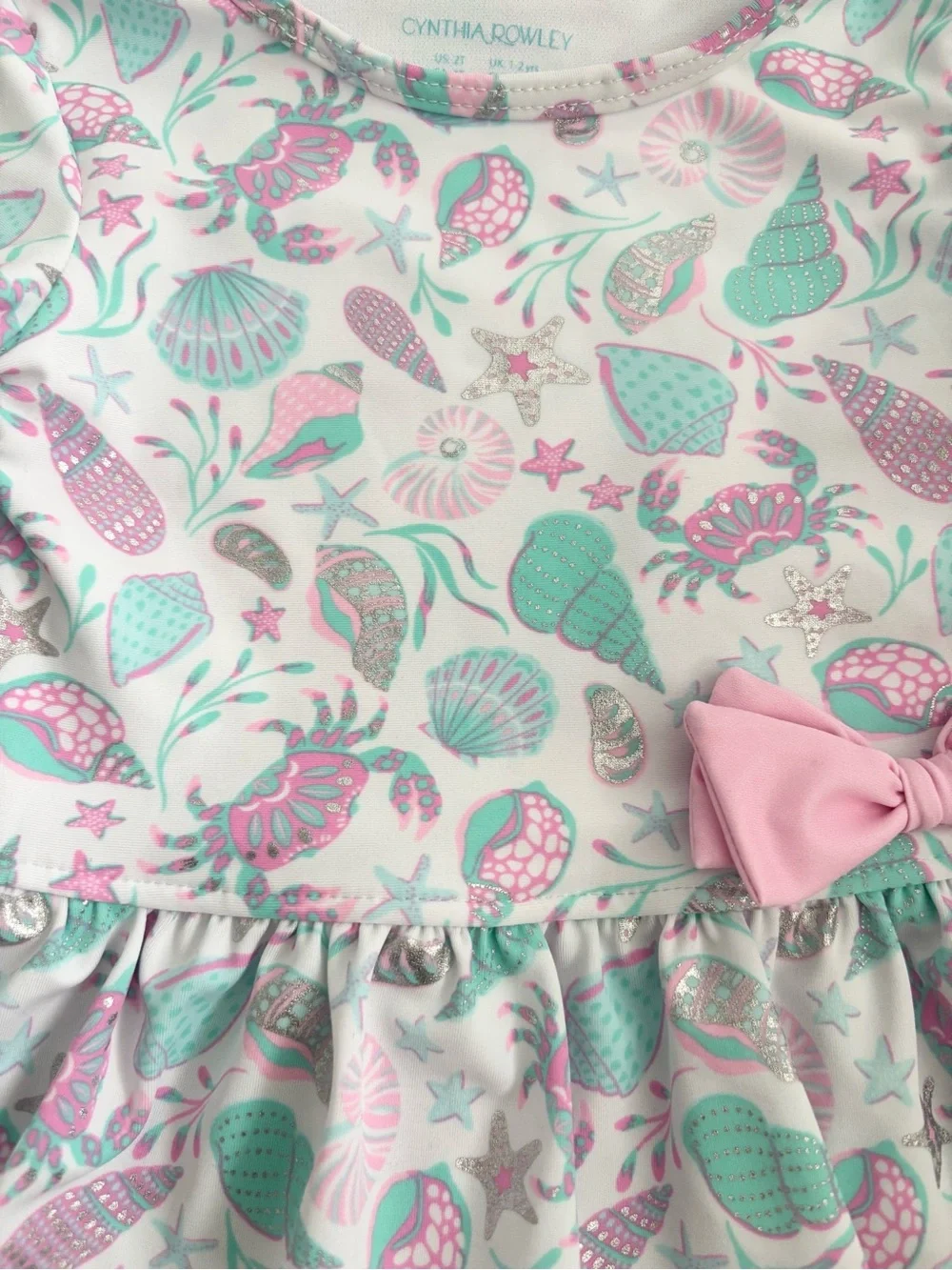 Cynthia Rowley Mint and Pink Coastal Print Long-Sleeve Rash Guard Set